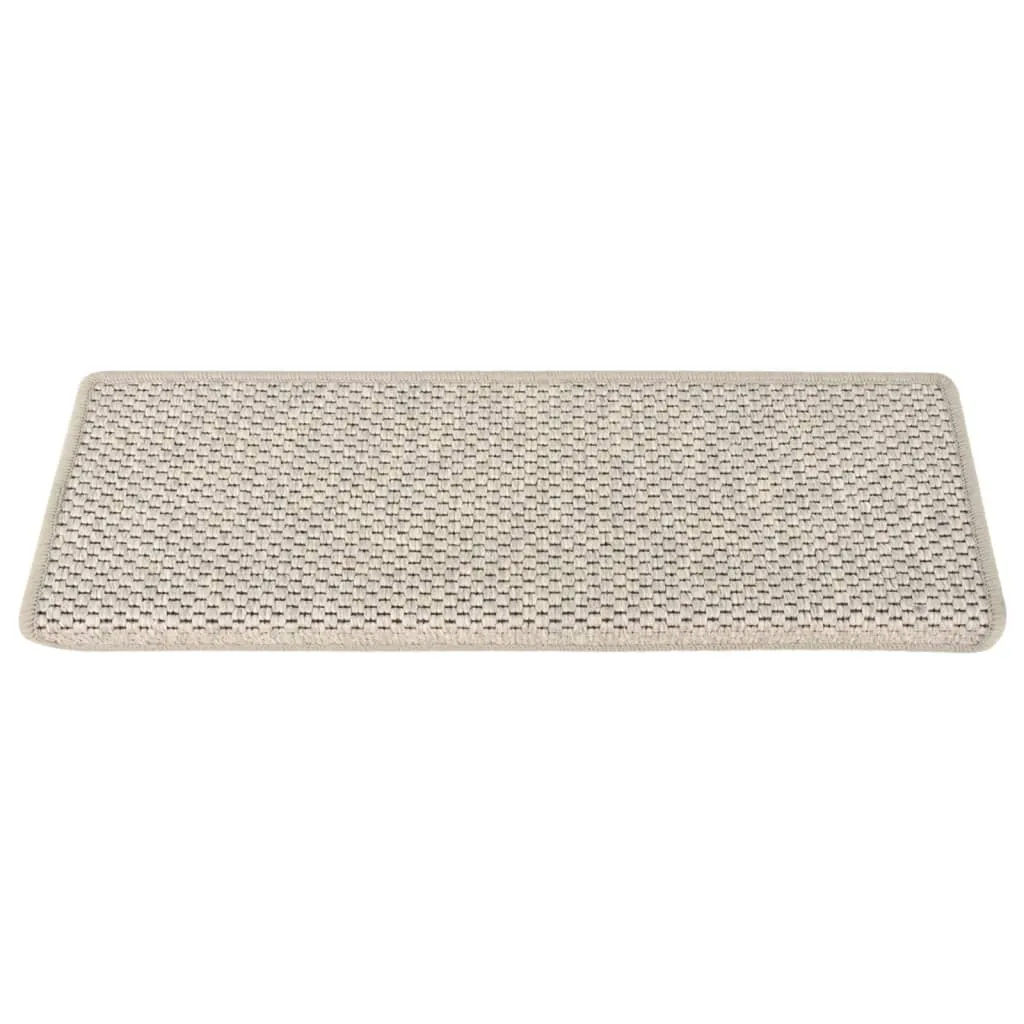 Self-adhesive Stair Mats Sisal-Look 15 pcs 65x25 cm Silver