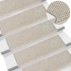 Self-adhesive Stair Mats Sisal-Look 15 pcs 65x25 cm Silver