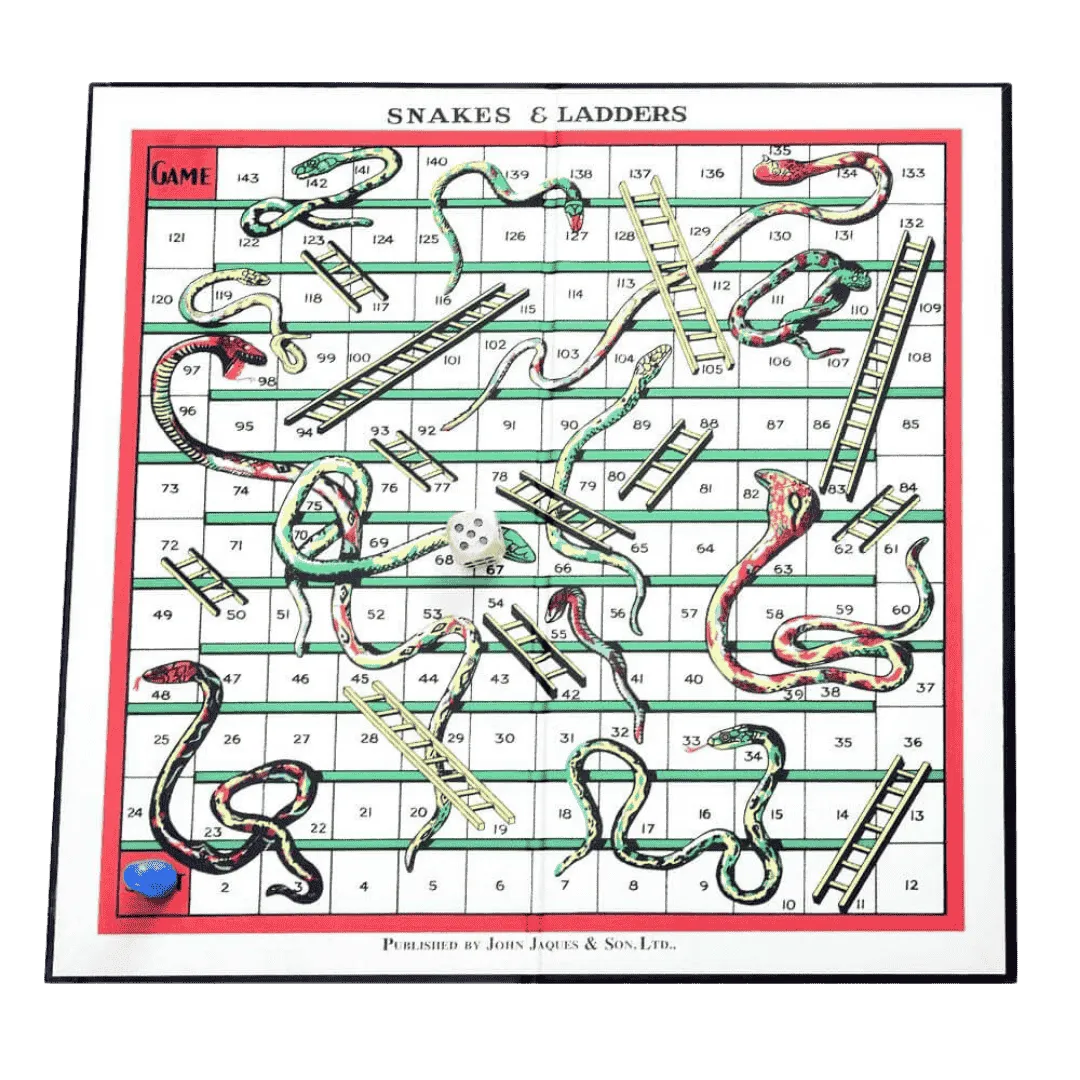 Snakes & Ladders Board Game - 12" Folding Board