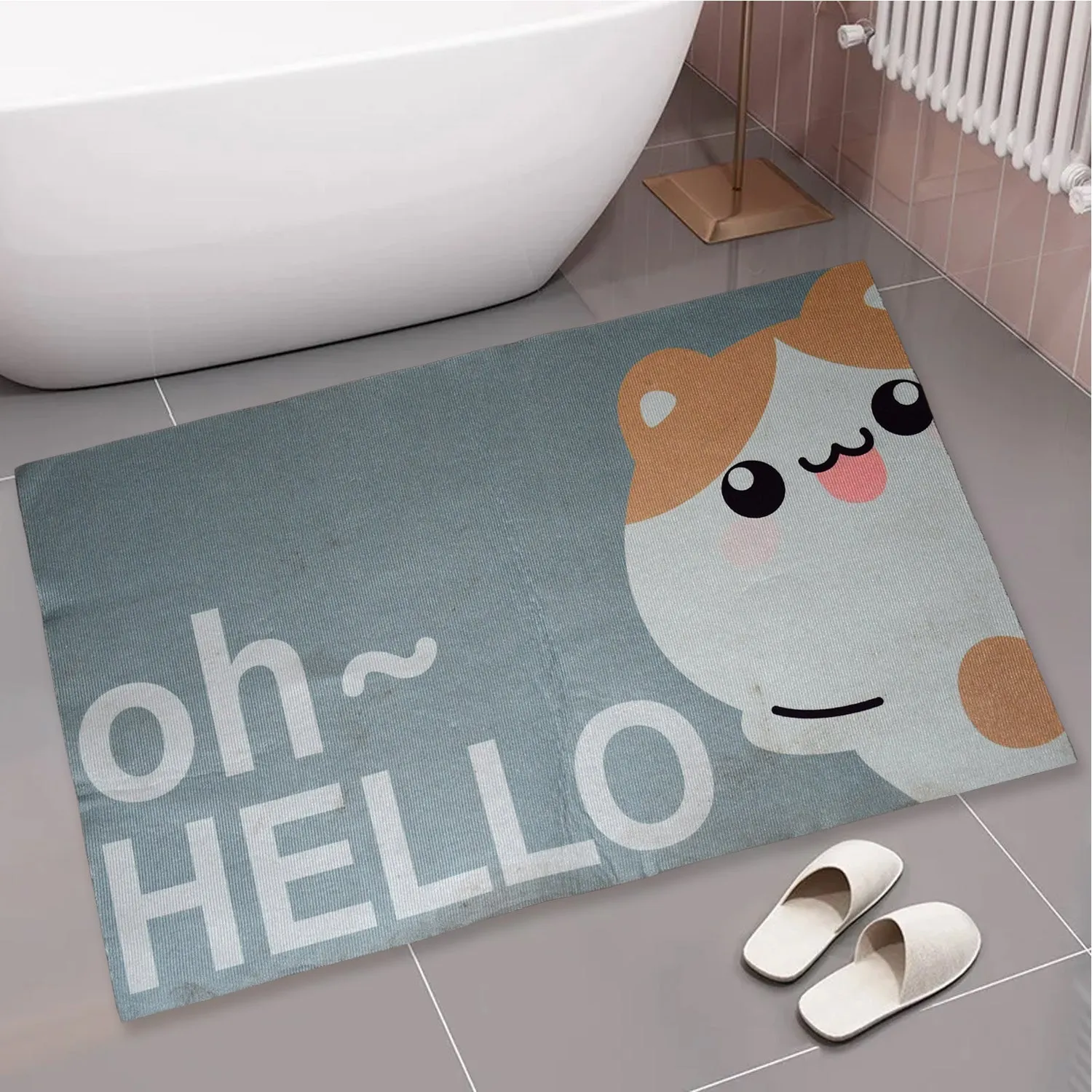 Square Bathroom mat Water Absorbent mats Diatomite Door Mat Anti-Slip Bath Mat Quick Drying Absorbent mat for Home, Kitchen (59x40) (Mix Design)