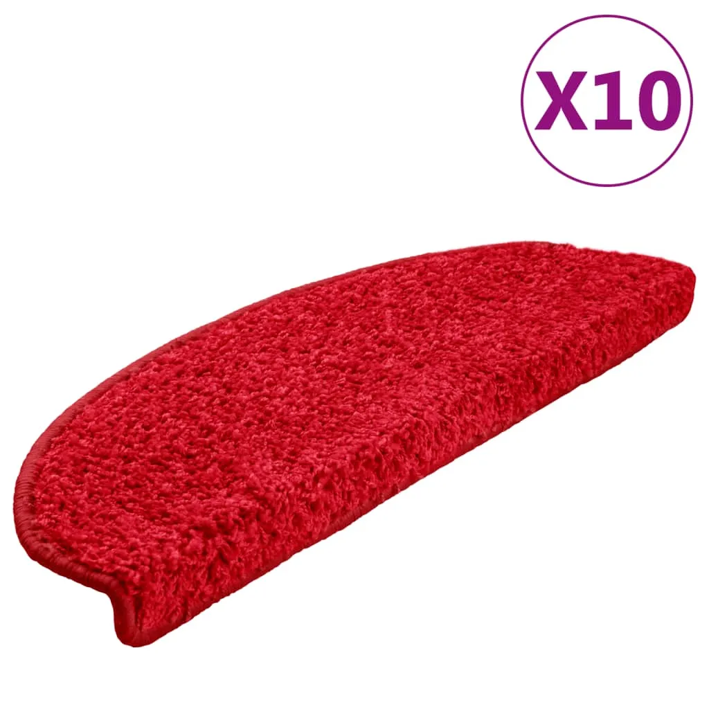 Stair Mats 10 pcs 65x21x4 cm Red