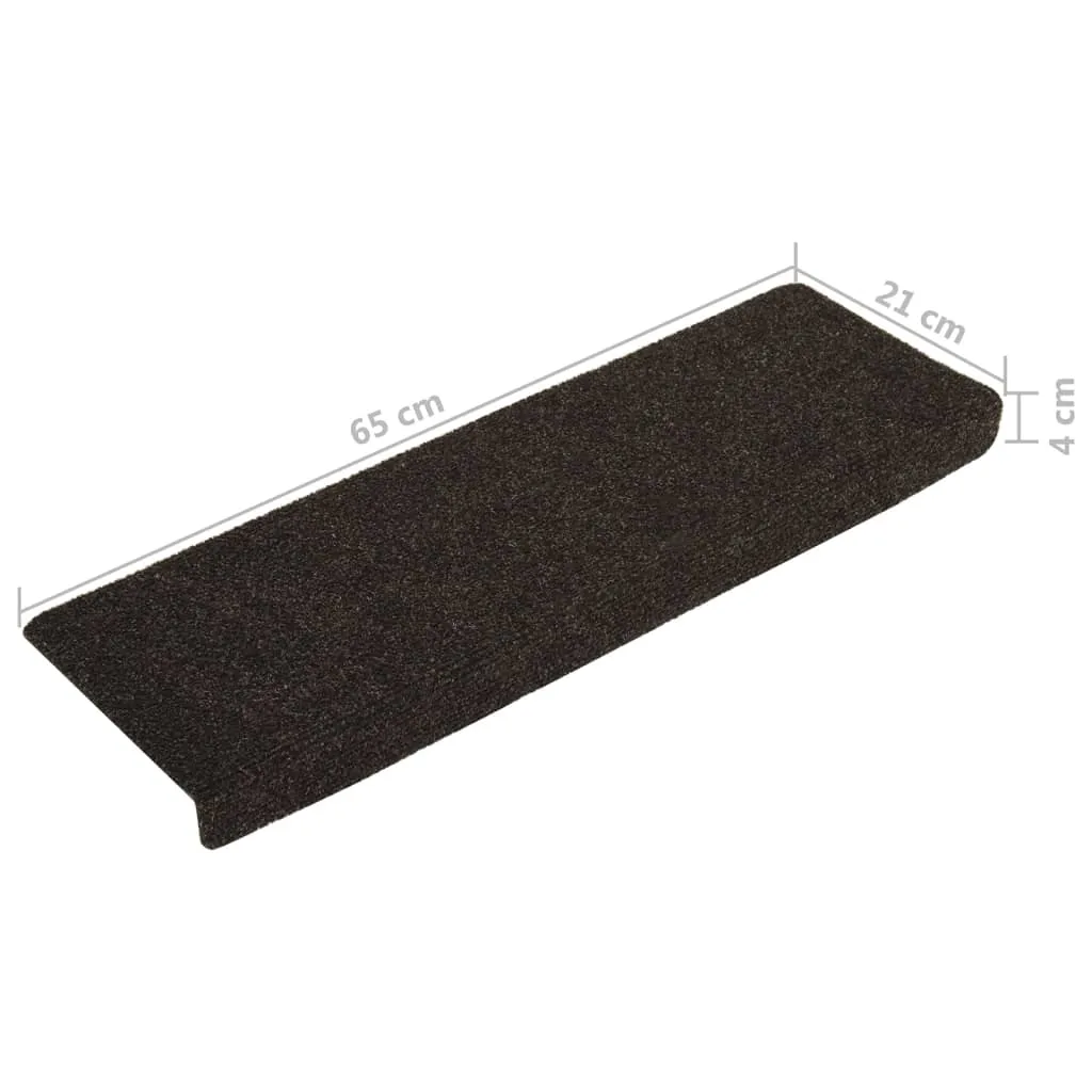 Stair Mats 15 pcs Needle Punch 65x21x4 cm Dark Brown